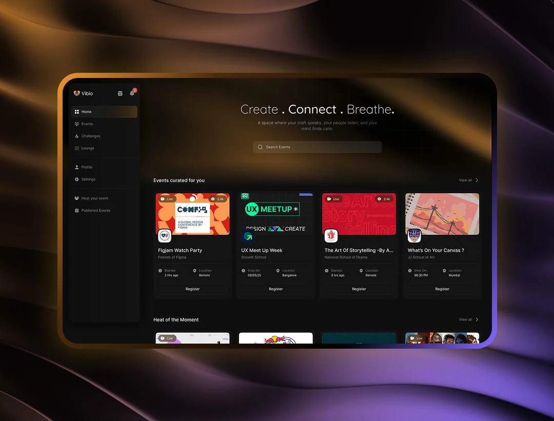 Vibio: Event Platform for Creatives